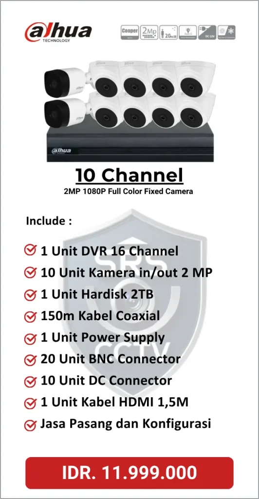 Paket Dahua 10 Channel Full Color