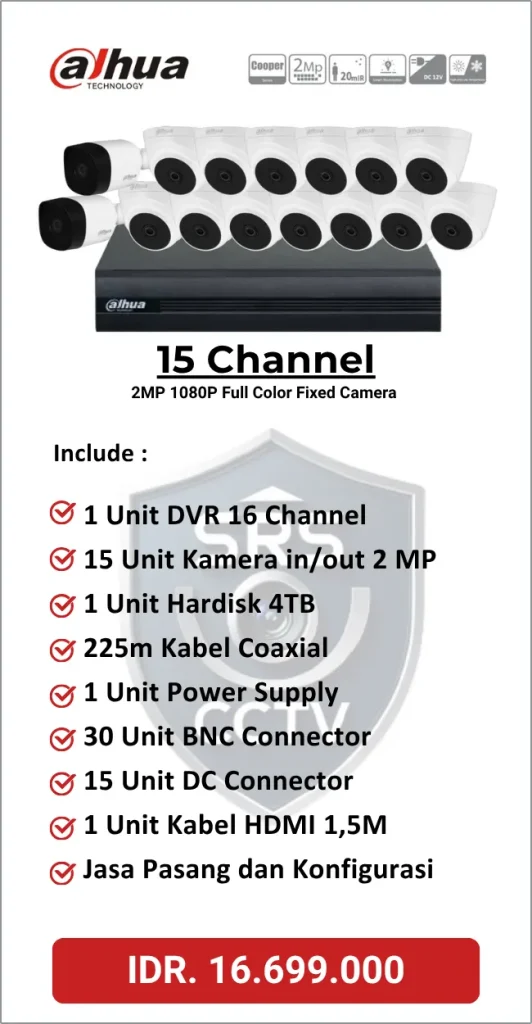 Paket Dahua 15 Channel Full Color