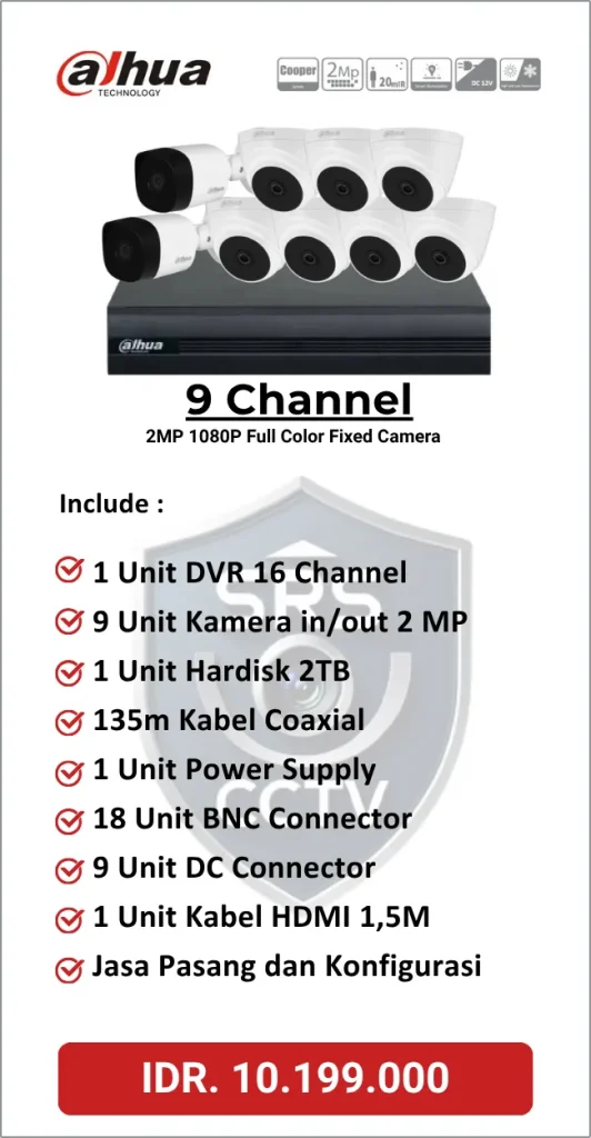 Paket Dahua 9 Channel Full Color
