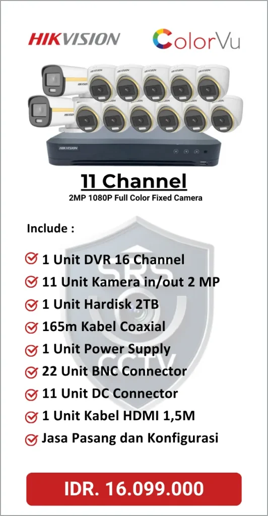 Paket Hikvision 11 Channel Full Color
