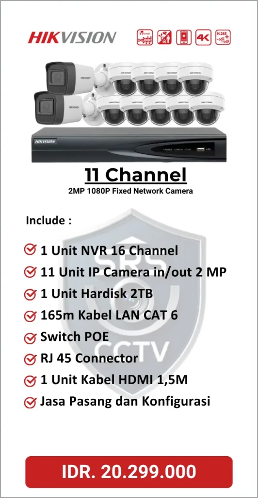 Paket Hikvision 11 Channel IP Camera