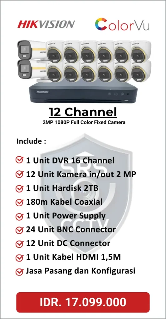 Paket Hikvision 12 Channel Full Color