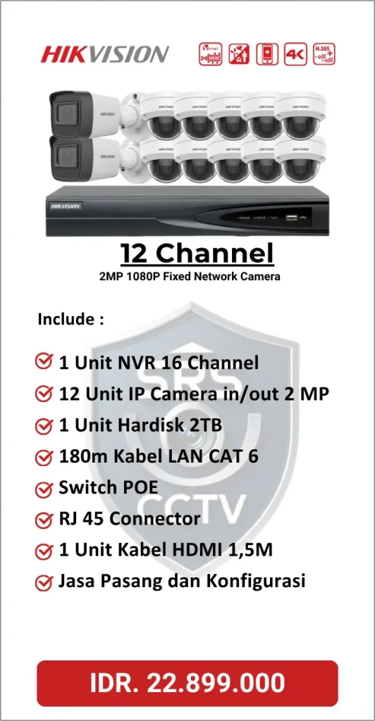 Paket Hikvision 12 Channel IP Camera