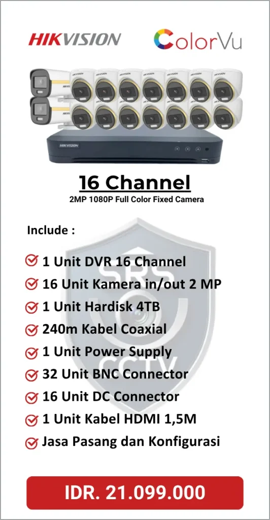 Paket Hikvision 16 Channel Full Color
