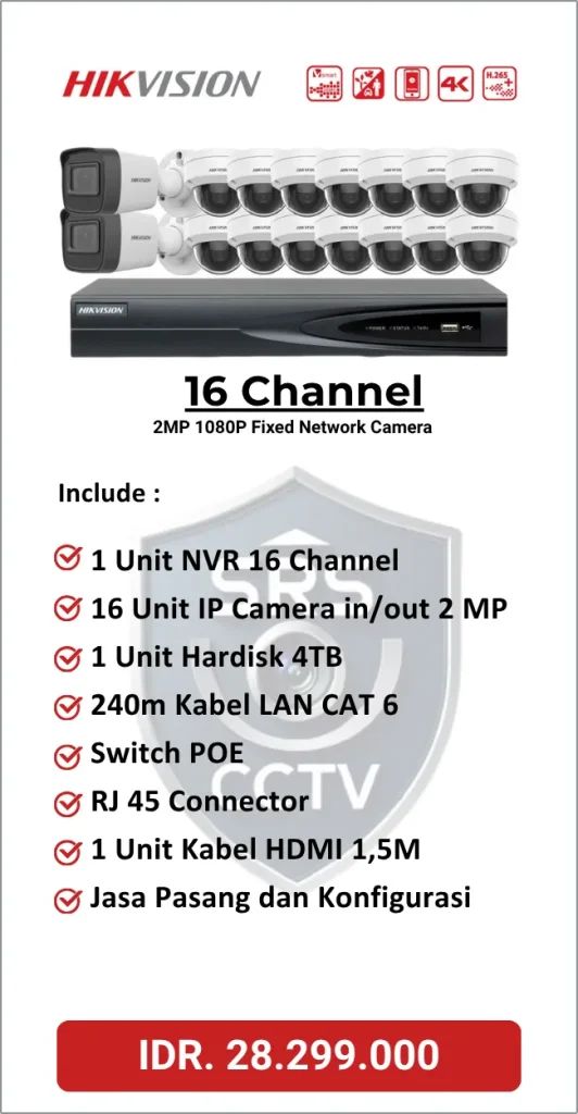 Paket Hikvision 16 Channel IP Camera