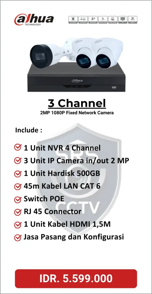 Paket Dahua 3 Channel IP Camera