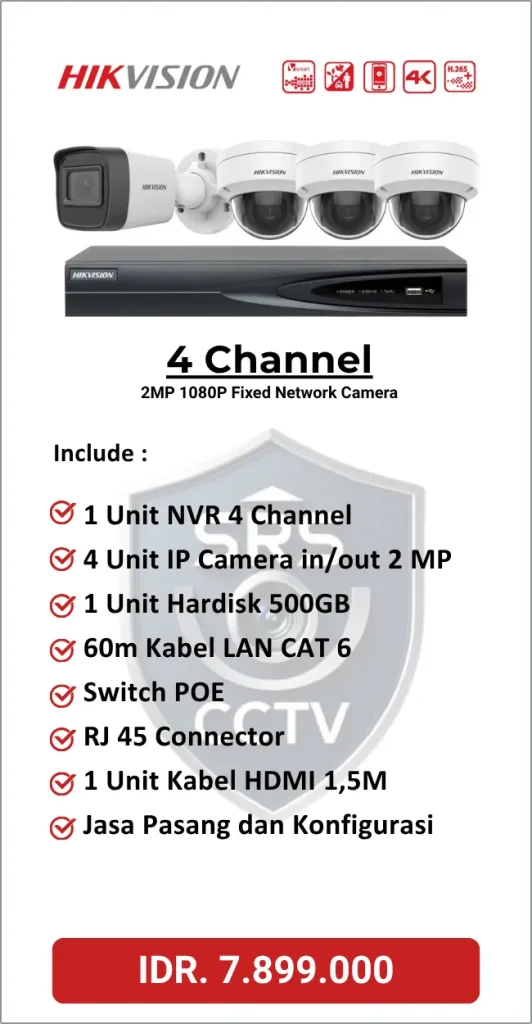 Paket Hikvision 4 Channel IP Camera