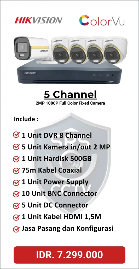 Paket Hikvision 5 Channel Full Color