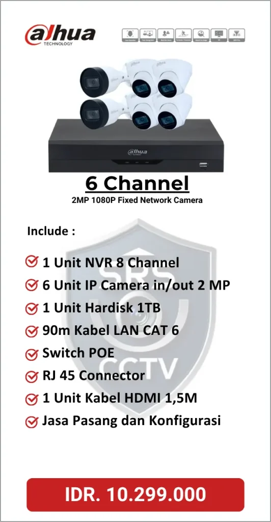 Paket Dahua 6 Channel IP Camera