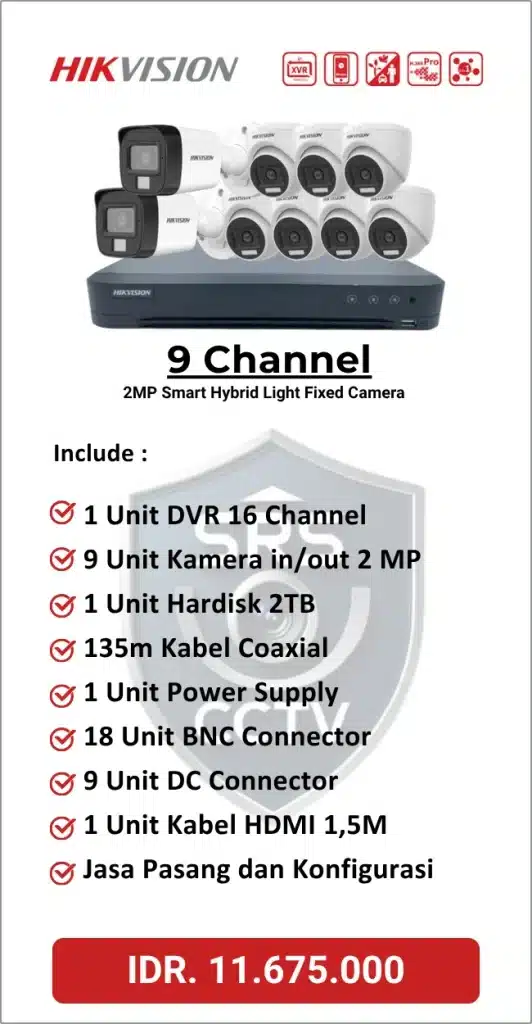 Paket Hikvision 9 Channel Analog