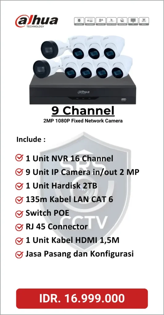 Paket Dahua 9 Channel IP Camera